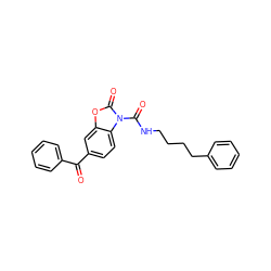 O=C(c1ccccc1)c1ccc2c(c1)oc(=O)n2C(=O)NCCCCc1ccccc1 ZINC000653790201