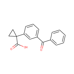 O=C(c1ccccc1)c1cccc(C2(C(=O)O)CC2)c1 ZINC000095578290