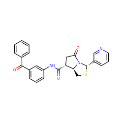 O=C(c1ccccc1)c1cccc(NC(=O)[C@@H]2CC(=O)N3[C@H](c4cccnc4)SC[C@@H]23)c1 ZINC000026654311