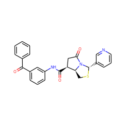 O=C(c1ccccc1)c1cccc(NC(=O)[C@H]2CC(=O)N3[C@H](c4cccnc4)SC[C@@H]23)c1 ZINC000026654051