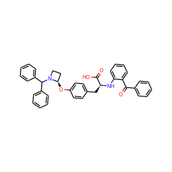 O=C(c1ccccc1)c1ccccc1N[C@@H](Cc1ccc(O[C@@H]2CCN2C(c2ccccc2)c2ccccc2)cc1)C(=O)O ZINC000027560332