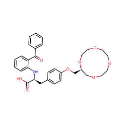 O=C(c1ccccc1)c1ccccc1N[C@@H](Cc1ccc(OC[C@@H]2COCCOCCOCCO2)cc1)C(=O)O ZINC000027559499