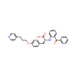 O=C(c1ccccc1)c1ccccc1N[C@@H](Cc1ccc(OCCCc2ccncc2)cc1)C(=O)O ZINC000013782261