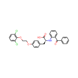 O=C(c1ccccc1)c1ccccc1N[C@@H](Cc1ccc(OCCOc2c(Cl)cccc2Cl)cc1)C(=O)O ZINC000027553976