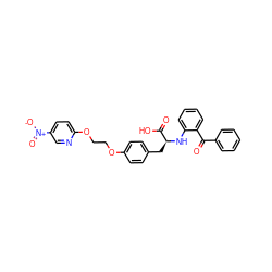 O=C(c1ccccc1)c1ccccc1N[C@@H](Cc1ccc(OCCOc2ccc([N+](=O)[O-])cn2)cc1)C(=O)O ZINC000027555423