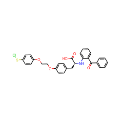 O=C(c1ccccc1)c1ccccc1N[C@@H](Cc1ccc(OCCOc2ccc(SCl)cc2)cc1)C(=O)O ZINC000043397012