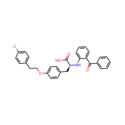 O=C(c1ccccc1)c1ccccc1N[C@@H](Cc1ccc(OCCc2ccc(Cl)cc2)cc1)C(=O)O ZINC000013782250