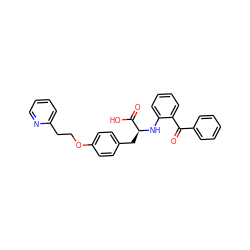 O=C(c1ccccc1)c1ccccc1N[C@@H](Cc1ccc(OCCc2ccccn2)cc1)C(=O)O ZINC000013782254