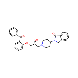 O=C(c1ccccc1)c1ccccc1OC[C@@H](O)CN1CCC(N2Cc3ccccc3C2=O)CC1 ZINC000473145374