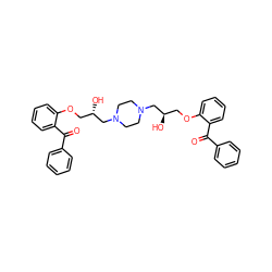 O=C(c1ccccc1)c1ccccc1OC[C@@H](O)CN1CCN(C[C@@H](O)COc2ccccc2C(=O)c2ccccc2)CC1 ZINC000084690211