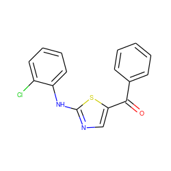 O=C(c1ccccc1)c1cnc(Nc2ccccc2Cl)s1 ZINC000001399955