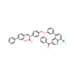 O=C(c1ccccc1)c1cnc2c(C(F)(F)F)ccc(-c3cccc(OCc4ccc([C@H](Cc5ccc(-c6ccccc6)cc5)C(=O)O)cc4)c3)c2c1 ZINC000028978745