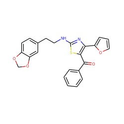 O=C(c1ccccc1)c1sc(NCCc2ccc3c(c2)OCO3)nc1-c1ccco1 ZINC000040847581