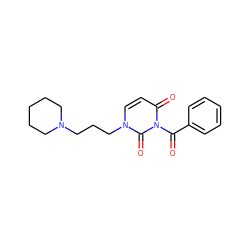 O=C(c1ccccc1)n1c(=O)ccn(CCCN2CCCCC2)c1=O ZINC000299823387