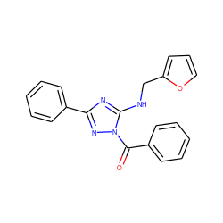 O=C(c1ccccc1)n1nc(-c2ccccc2)nc1NCc1ccco1 ZINC000003655276