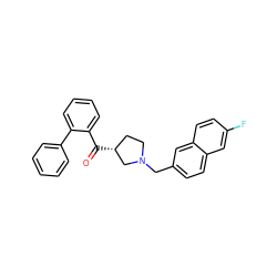 O=C(c1ccccc1-c1ccccc1)[C@@H]1CCN(Cc2ccc3cc(F)ccc3c2)C1 ZINC000043014738