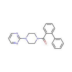 O=C(c1ccccc1-c1ccccc1)N1CCN(c2ncccn2)CC1 ZINC000007779076