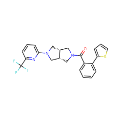 O=C(c1ccccc1-c1cccs1)N1C[C@@H]2CN(c3cccc(C(F)(F)F)n3)C[C@@H]2C1 ZINC000116824790