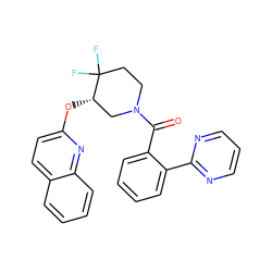 O=C(c1ccccc1-c1ncccn1)N1CCC(F)(F)[C@@H](Oc2ccc3ccccc3n2)C1 ZINC001772646624