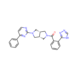 O=C(c1ccccc1-c1nnc[nH]1)N1C[C@@H]2CN(c3nccc(-c4ccccc4)n3)C[C@@H]2C1 ZINC000146987095