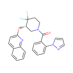 O=C(c1ccccc1-n1cccn1)N1CCC(F)(F)[C@@H](Oc2ccc3ccccc3n2)C1 ZINC000149581705