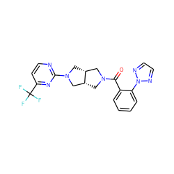 O=C(c1ccccc1-n1nccn1)N1C[C@@H]2CN(c3nccc(C(F)(F)F)n3)C[C@@H]2C1 ZINC000116823871