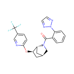 O=C(c1ccccc1-n1nccn1)N1C[C@H]2C[C@@H](Oc3ccc(C(F)(F)F)cn3)[C@H]1C2 ZINC000218511699