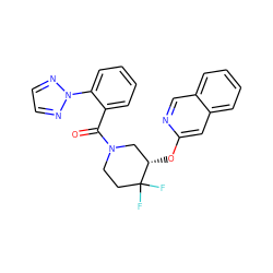 O=C(c1ccccc1-n1nccn1)N1CCC(F)(F)[C@@H](Oc2cc3ccccc3cn2)C1 ZINC000146372183