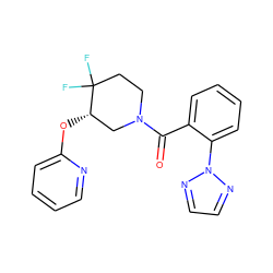 O=C(c1ccccc1-n1nccn1)N1CCC(F)(F)[C@@H](Oc2ccccn2)C1 ZINC001772657264