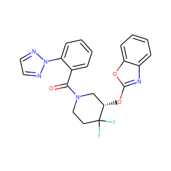 O=C(c1ccccc1-n1nccn1)N1CCC(F)(F)[C@@H](Oc2nc3ccccc3o2)C1 ZINC000146328858