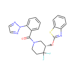 O=C(c1ccccc1-n1nccn1)N1CCC(F)(F)[C@@H](Oc2nc3ccccc3s2)C1 ZINC000146350263