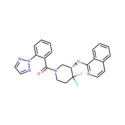 O=C(c1ccccc1-n1nccn1)N1CCC(F)(F)[C@@H](Oc2nccc3ccccc23)C1 ZINC001772608415