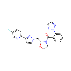 O=C(c1ccccc1-n1nccn1)N1CCO[C@@H]1Cn1ccc(-c2ccc(F)cn2)n1 ZINC000210584263