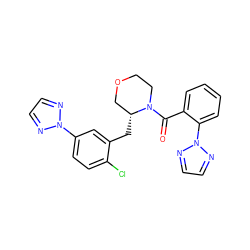 O=C(c1ccccc1-n1nccn1)N1CCOC[C@H]1Cc1cc(-n2nccn2)ccc1Cl ZINC001772612427