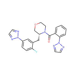 O=C(c1ccccc1-n1nccn1)N1CCOC[C@H]1Cc1cc(-n2nccn2)ccc1F ZINC000205628720