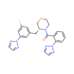 O=C(c1ccccc1-n1nccn1)N1CCOC[C@H]1Cc1cc(F)cc(-n2nccn2)c1 ZINC001772655861