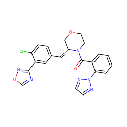 O=C(c1ccccc1-n1nccn1)N1CCOC[C@H]1Cc1ccc(Cl)c(-c2ncon2)c1 ZINC000222085645