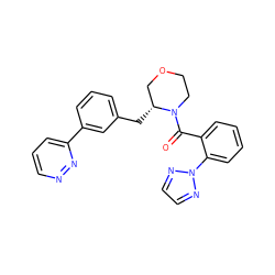 O=C(c1ccccc1-n1nccn1)N1CCOC[C@H]1Cc1cccc(-c2cccnn2)c1 ZINC000205655461