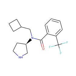 O=C(c1ccccc1C(F)(F)F)N(CC1CCC1)[C@@H]1CCNC1 ZINC000043011774