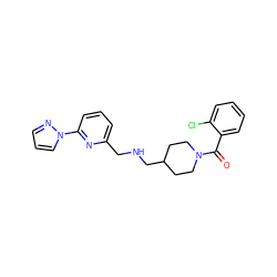 O=C(c1ccccc1Cl)N1CCC(CNCc2cccc(-n3cccn3)n2)CC1 ZINC000013782325