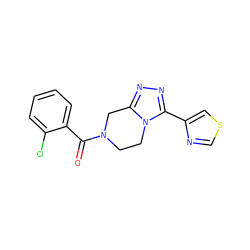 O=C(c1ccccc1Cl)N1CCn2c(nnc2-c2cscn2)C1 ZINC000068248065