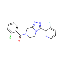 O=C(c1ccccc1Cl)N1CCn2c(nnc2-c2ncccc2F)C1 ZINC000095565494