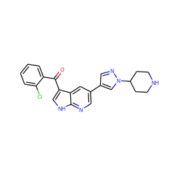 O=C(c1ccccc1Cl)c1c[nH]c2ncc(-c3cnn(C4CCNCC4)c3)cc12 ZINC000473089996