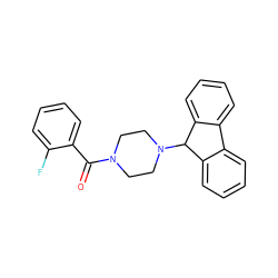 O=C(c1ccccc1F)N1CCN(C2c3ccccc3-c3ccccc32)CC1 ZINC000020530709