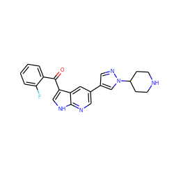 O=C(c1ccccc1F)c1c[nH]c2ncc(-c3cnn(C4CCNCC4)c3)cc12 ZINC000473083156