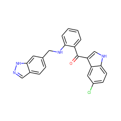 O=C(c1ccccc1NCc1ccc2cn[nH]c2c1)c1c[nH]c2ccc(Cl)cc12 ZINC000040875033