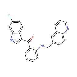 O=C(c1ccccc1NCc1ccc2ncccc2c1)c1c[nH]c2cc(F)ccc12 ZINC000040394413