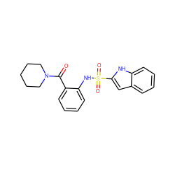 O=C(c1ccccc1NS(=O)(=O)c1cc2ccccc2[nH]1)N1CCCCC1 ZINC000035065005