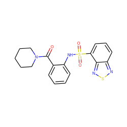 O=C(c1ccccc1NS(=O)(=O)c1cccc2nsnc12)N1CCCCC1 ZINC000019108569