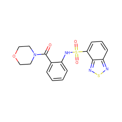 O=C(c1ccccc1NS(=O)(=O)c1cccc2nsnc12)N1CCOCC1 ZINC000000843773